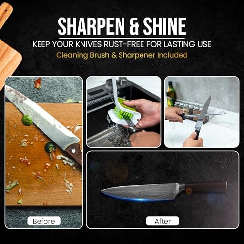 Japanese Kitchen Knife Set with Bag, 20-Piece Professional Chef Knife Set, High Carbon Stainless Steel Knives, Travel Case and Cutting Board, Complete Cooking Set - Image 6