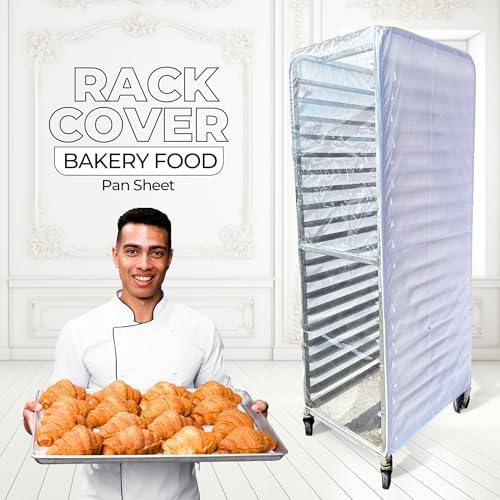 Bakery Food Pan Sheet Rack Cover | Size: 23"W x 28"L x 33"H | Material: Heavy-duty Nylon | Zippers:2 | Color:White | Pack of 1 - Image 2