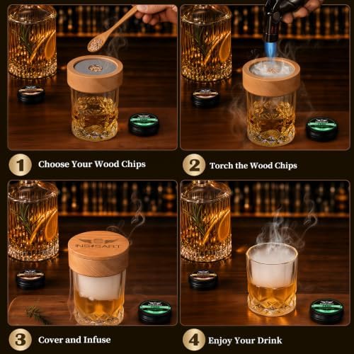 INSISART Whiskey Smoker Kit, Old fashioned Smoker Kit with Barrel, Natural - Image 6