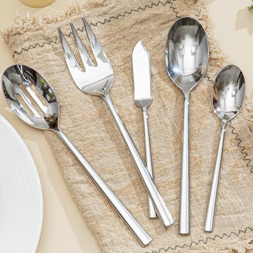45-Piece Silverware Set with Serving Utensils, Forged Flatware Cutlery Set - Image 3