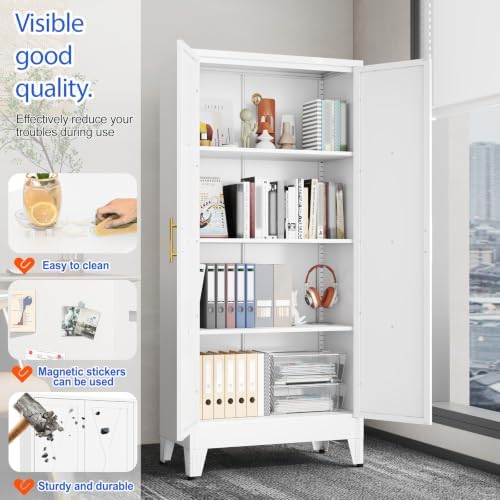 GAIOUS 61" Tall Kitchen Pantry Cabinet,Metal Storage Cabinet White Cupboard - Image 3