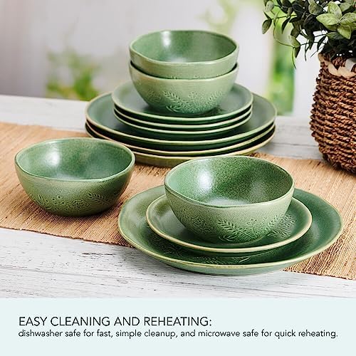 Pfaltzgraff Carrie 12 Piece Dinnerware Set, Service for 4, Green - Image 5