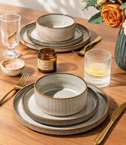 GBHOME Stoneware Dinnerware Sets for 8, 24-Piece Plates and Bowls Set - Image 5