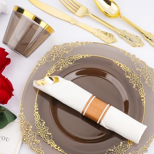 Bestluck 350PCS Black Disposable Dinnerware for 50 Guests - Image 3