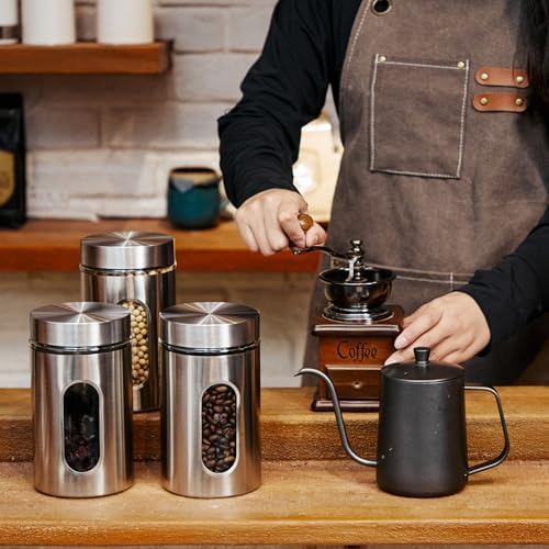 Mimorou 6 Pack 32 oz Airtight Stainless Steel Kitchen Canisters, Silver - Image 3