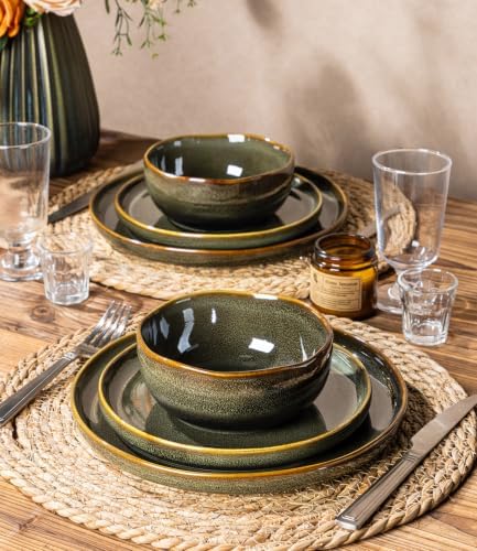 TheTerra Ceramic Dinnerware Set for 6, 18-Piece Plates and Bowls Set - Image 6