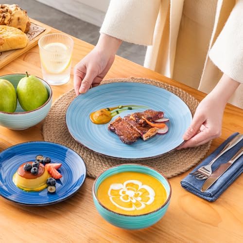 vancasso Bonita Plates and Bowls Set 18 Pieces Blue Stoneware Service for 6 - Image 5