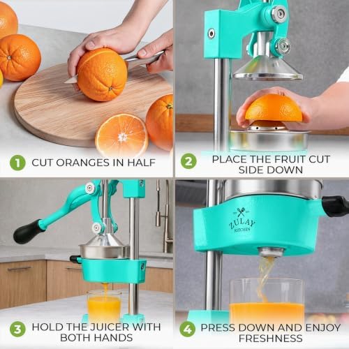 Zulay Kitchen Cast Iron Juicer, Orange Manual Juicer, Citrus Press, Violet - Image 4