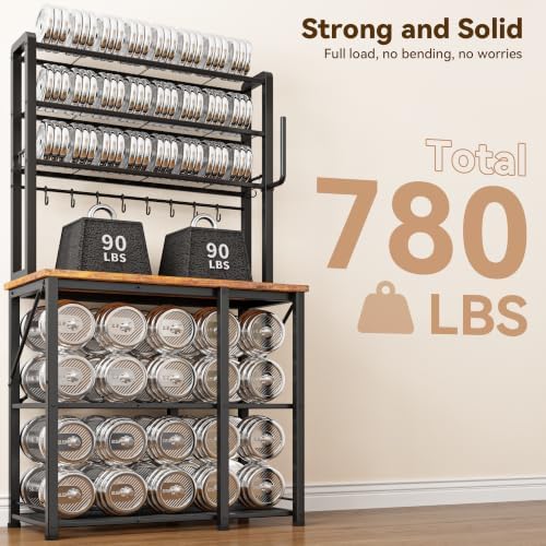 YASONIC Coffee Bar, Bakers Rack with Storage, 34.7 Inches Microwave Stand - Image 5