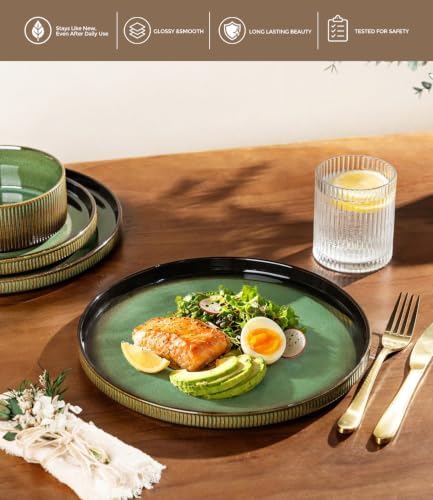 GBHOME Stoneware Dinnerware Sets for 4, 12-Piece Plates and Bowls Set - Image 6