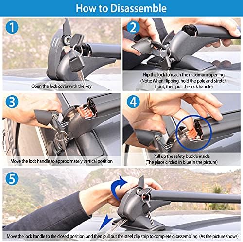 2Pcs Universal Roof Rack Cross Bars for Bare Roof, 43" Aluminum Lockable Car Top Crossbars w/Anti-Theft Lock, 165 lbs Load for Kayak Bike Cargo Carrier - Image 7