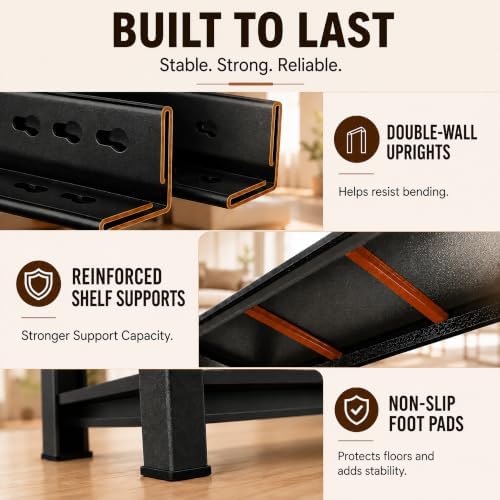 Metal Book Shelf Adjustable Heavy Duty Bookshelf with Tool-Free Assembly - Image 5