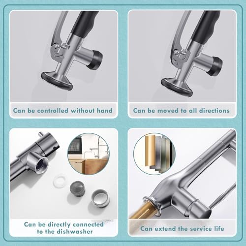 GIMILI Black Stainless Commercial Kitchen Faucet with Pull Down Sprayer - Image 5