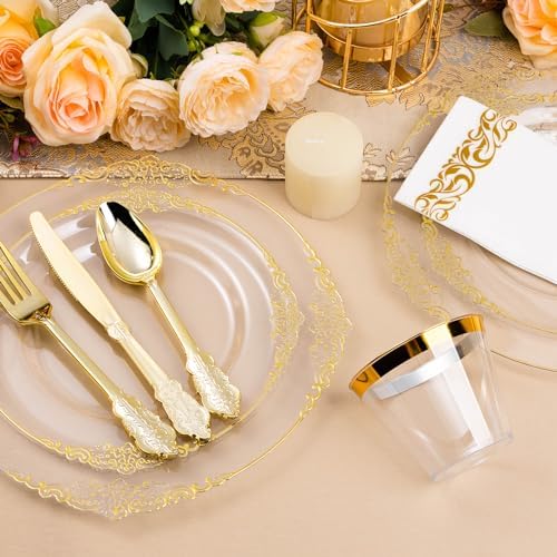 Bestluck 350PCS Clear Disposable Dinnerware for 50 Guests - Image 3