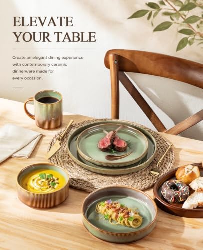 TheTerra Ceramic Dinnerware Set for 4, 16-Piece Plates and Bowls Set - Image 4