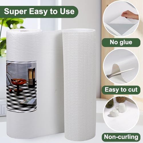 Practical White Non-Slip Shelf Liners for Kitchen Cabinets 23.6in x 20FT - Image 7