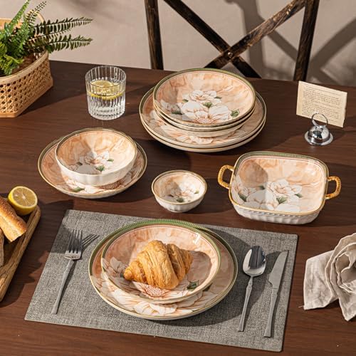 Ceramic Dinnerware Set, Series Kavara Ⅱ, (Vintage Camellia) - Image 6