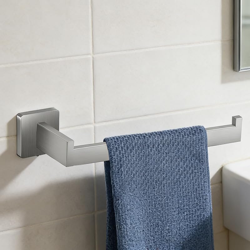5-Pieces Bathroom Hardware Set Brushed Nickel Bathroom Accessories Set SUS304 Towel Bar Set Includes 1 Towel Bar 16 Inch+1 Towel Holder+1 Toilet Paper Holder+2 Towel Hooks (5, Brushed Nickel, 16 Inch) - Image 5