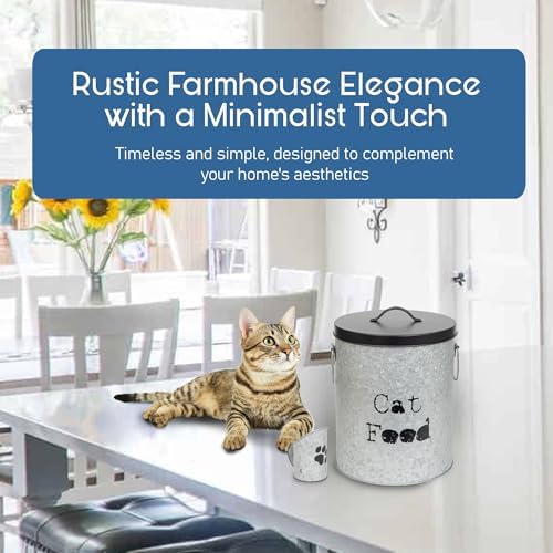 Medium Cat Up To 30lb Pet Food Storage Canister with Scoop – Durable & Airtight for Freshnesss, Minimalist Design & Recyclable, Huge Large Metal Container (Cat Bin - Medium Size) - Image 6