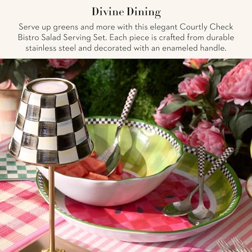 MACKENZIE-CHILDS Bistro Salad Serving Set, Black-and-White Courtly Check - Image 2