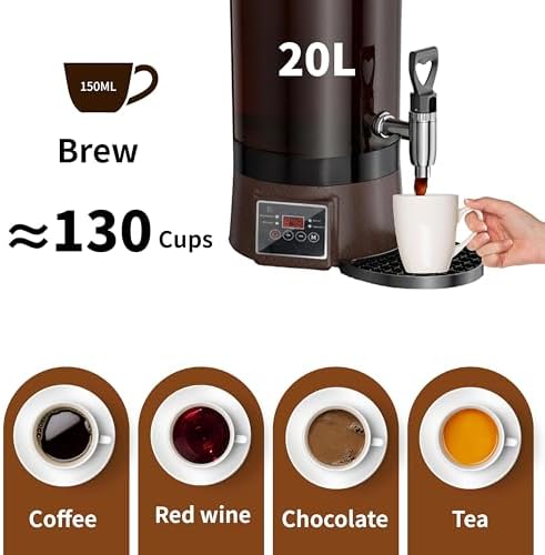 Commercial Coffee Urn Hot Beverage Dispenser Hot Chocolate Maker 19L 125Cup - Image 6