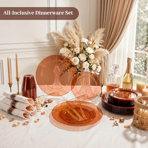 DaYammi 350PCS Amber Plastic Dinnerware Set for 50 Guests - Image 4