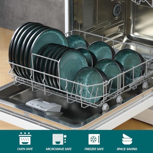 vancasso 18-Piece Gray Green Stoneware Plates and Bowls Set for 6 - Image 3