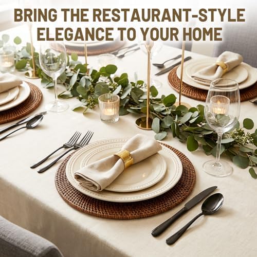 48 PCS NO-FADING Black Silverware Set with Steak Knives, Flatware for 8 - Image 6