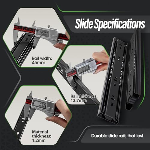 10 Pairs Full Extension Drawer Slides 24 inch Side Mount Rails - Image 4
