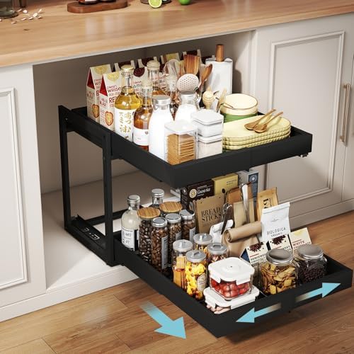 Golener 2-Tier Expandable Pull Out Cabinet Organizer, Cabinet Drawers, 21"D by Golener