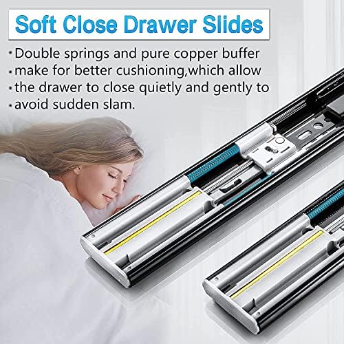 SHUHANG 10 Pair Soft Close Drawer Slides Rail 12 Inch Ball Bearing Full Extension 100 LB Capacity Heavy Duty Kitchen File Cabinet Dresser Trash Can Side Mount Glide Guide Track Black - Image 5
