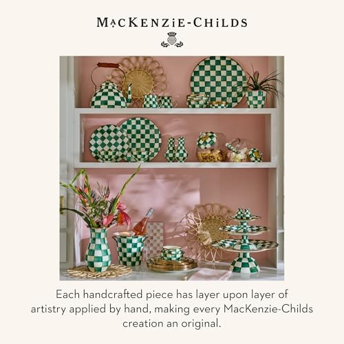 MACKENZIE-CHILDS Pedestal Platter, Small, Green-and-White Emerald Check - Image 6