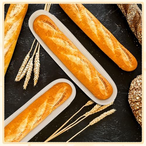 Vesici 15 Inches Baguette Banneton Proofing Basket 6 Pack with Linen Liner Baguette Banneton Bread Baking Baskets Rattan Dough Proofing Baskets for Baguette, Home Bake, Bakers Supplies, Baking Gifts - Image 7