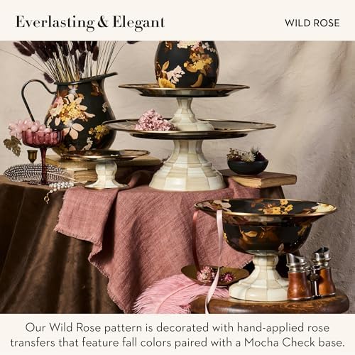 MACKENZIE-CHILDS Enamel Compote, Large, Wild Rose Brown - Image 3