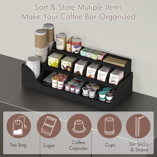 Suli 3-Tier Coffee Bar Station Organizer for Countertop,Extra large,18-Slot - Image 3