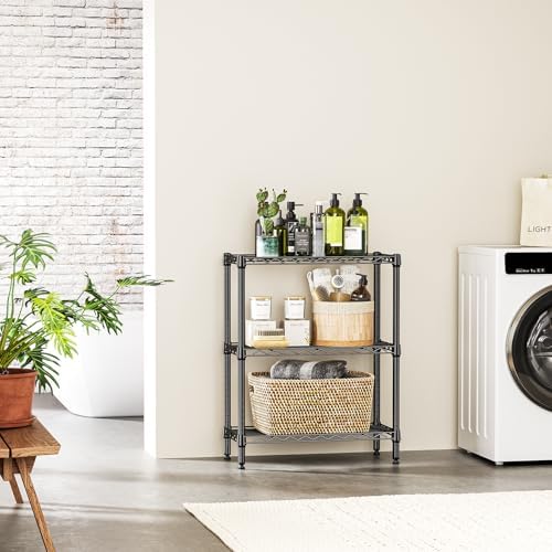 IZEUK 3 Tier Heavy Duty Steel Storage Shelves, Metal Shelf Wire Shelving Rack for Pantry, Kitchen, Cloakroom or Office Organization (11.8" D x 25.6" W x 31.5" H, 750LBS, Black) - Image 6