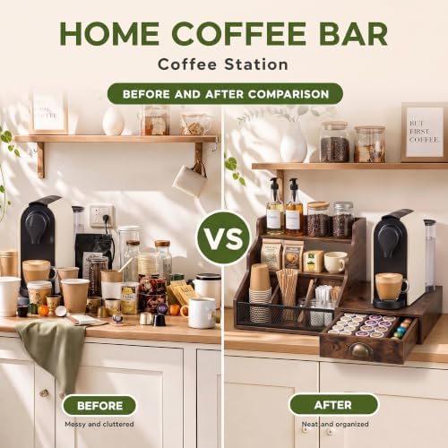 Coffee Station Organizer 3-Tier Syrup Rack with K Cup Holder Drawer - Image 5