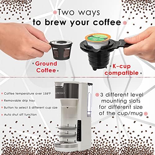 Mixpresso White Single Serve Coffee Brewer K-Cup Pods Compatible & Ground - Image 2