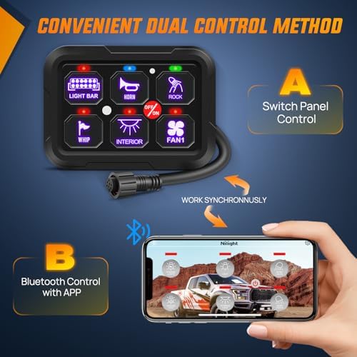 Nilight 6 Gang Switch Panel Relay System w/APP Control Automatic Dimmable - Image 2
