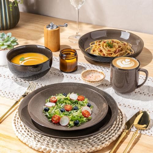 LeRatio Ceramic Dinnerware Sets for 6,18Pcs Porcelain Plates and Bowls Set - Image 3