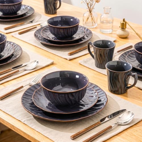 Ceramic Dinnerware Sets for 6, 24pcs Plates and Bowls Sets, Reactive Glaze Ceramic Dish Set, Scratch Resistant, Microwave & Dishwasher Safe, Highly Chip and Crack Resistant Dishware sets, Smoky Violet - Image 5