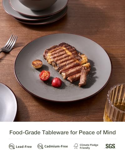 Famiware Venus Plates and Bowls Sets with Rim, Stoneware Dinnerware for 8 - Image 4