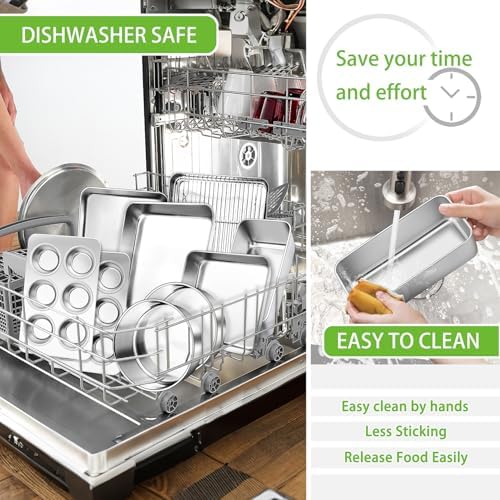 P&P CHEF Stainless Steel Baking Sheet Pan Set of 11, Bakeware Set for Oven - Image 6