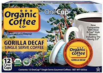 The Organic Coffee Co. Compostable Coffee Pods - Gorilla Decaf (12 Ct) K Cup Compatible including Keurig 2.0, Medium Roast, Swiss Water Processed, USDA Organic - Image 5