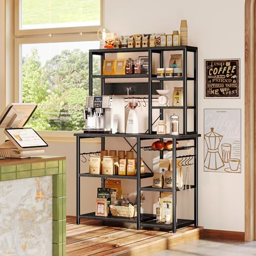 SUPERJARE Large Bakers Rack with Power Outlets, 39.4 Inches Microwave Stand - Image 6