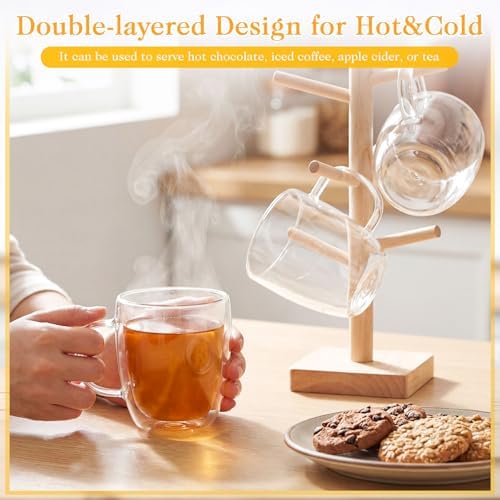 Patelai Glass Coffee Mugs Set of 6, 16 oz Clear Double Walled Coffee Cups Glasses Insulated Latte Mugs with Handle Espresso Clear Cups for Hot and Cold Beverages - Image 5