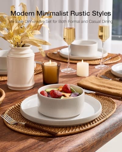 Famiware Star Ceramic Plates and Bowls Sets, 8-Piece Dinnerware Set for 4 - Image 3