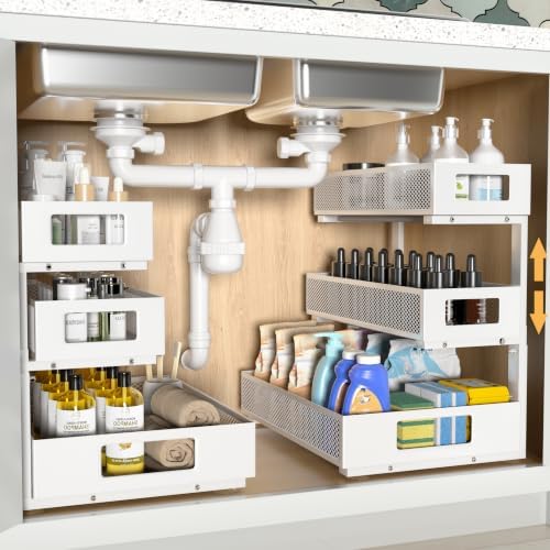 Under Sink Organizer, 3-Tier Height Adjustable Pull Out Cabinet Organizer by Unknown