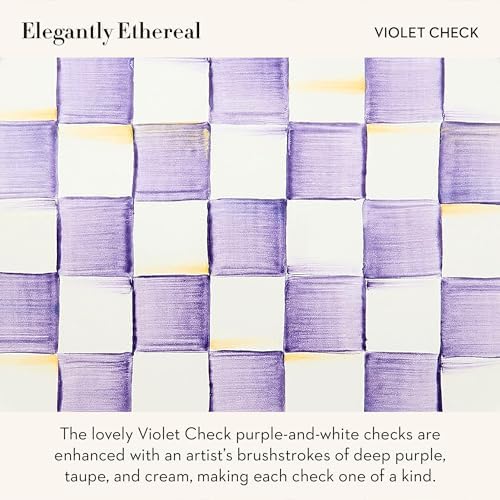 MACKENZIE-CHILDS Enamel Teacup, Purple-and-White Violet Check - Image 3