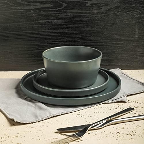 Stone Lain 32 Piece Stoneware Dinnerware Set, Service for 8, Gray Matte - Image 2